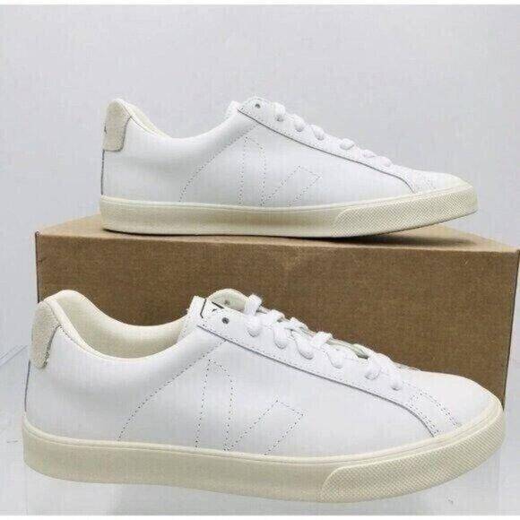 Veja Esplar Logo Low Top Sneaker Extra White/natural Leather Womens US 11 - Picture 3 of 13